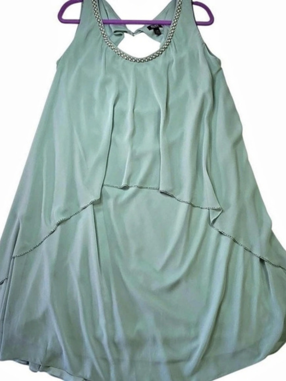 SLNY Beaded Layered-Wome's Dress Green 24W-fits Like 2X